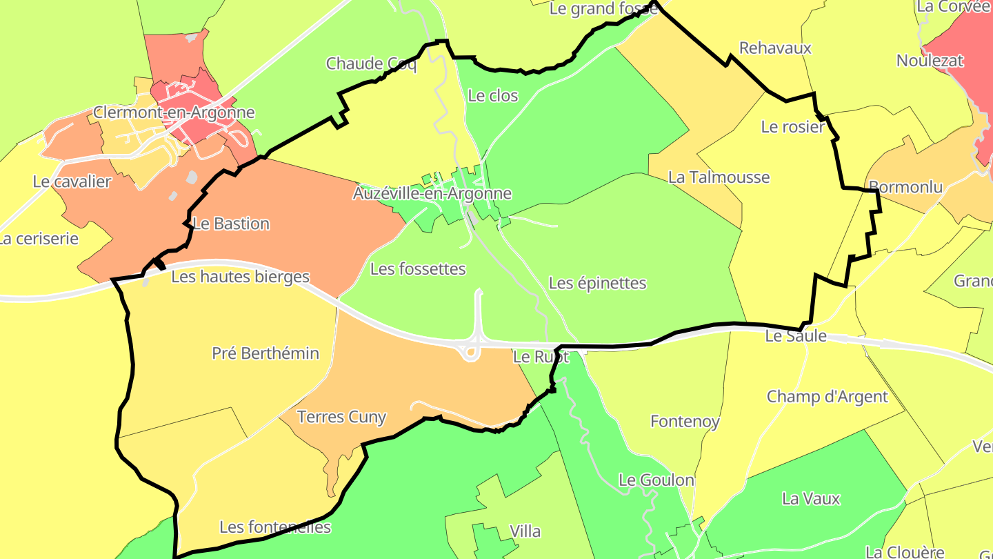 Carte des prix de l'immobilier Auzéville-en-Argonne