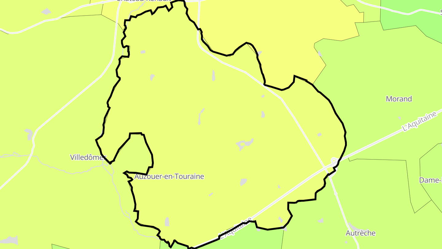 Carte des prix de l'immobilier Auzouer-en-Touraine