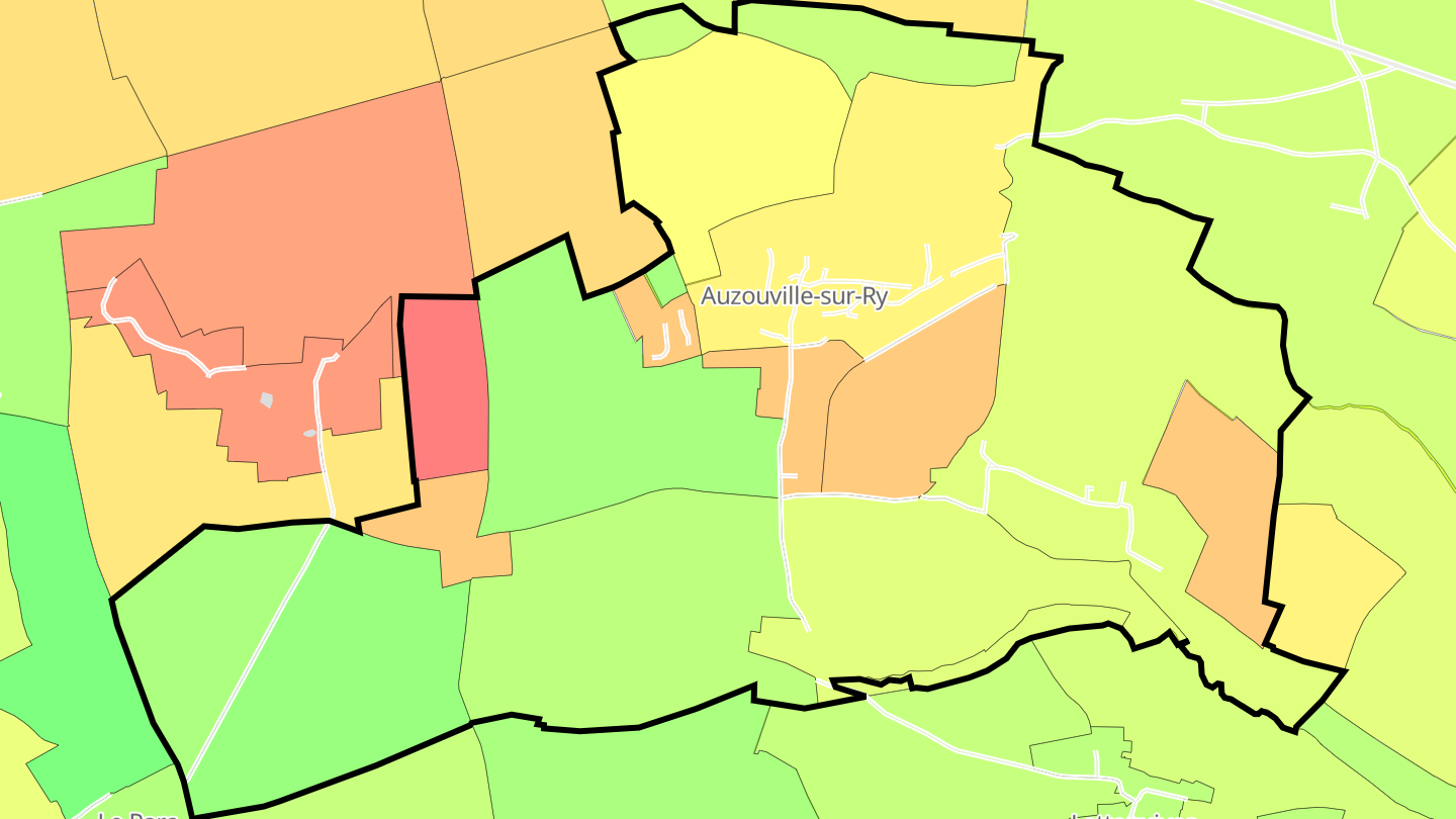 Carte des prix de l'immobilier Auzouville-sur-Ry