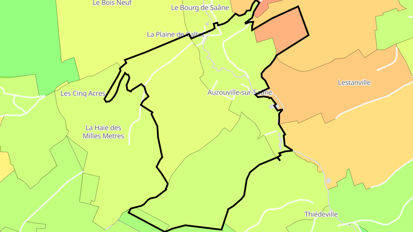 Carte des prix de l'immobilier Auzouville-sur-Saâne