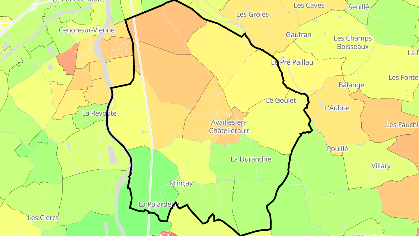Carte des prix de l'immobilier Availles-en-Châtellerault