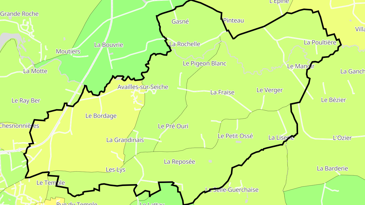 Carte des prix de l'immobilier Availles-sur-Seiche