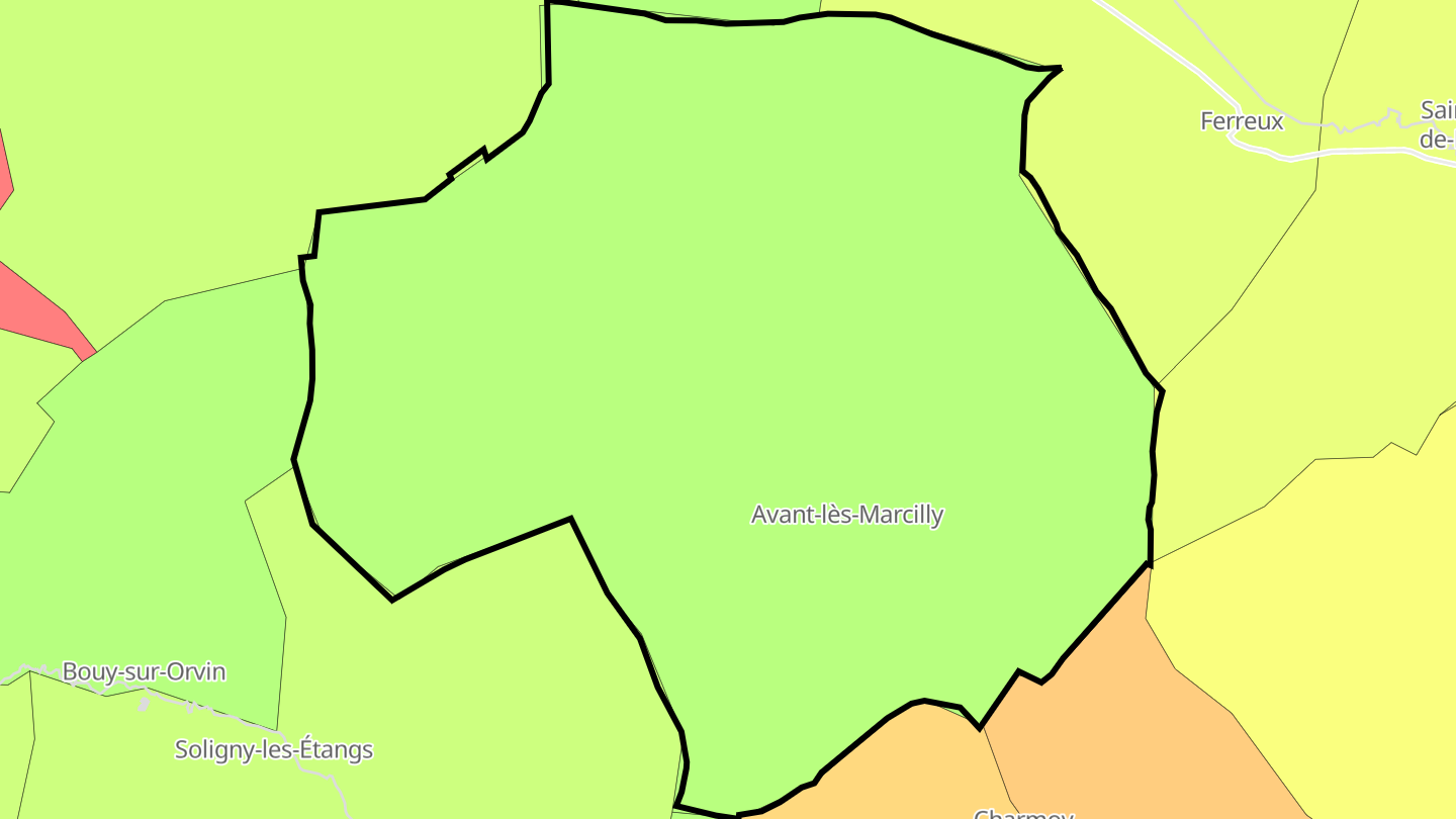 Carte des prix de l'immobilier Avant-lès-Marcilly