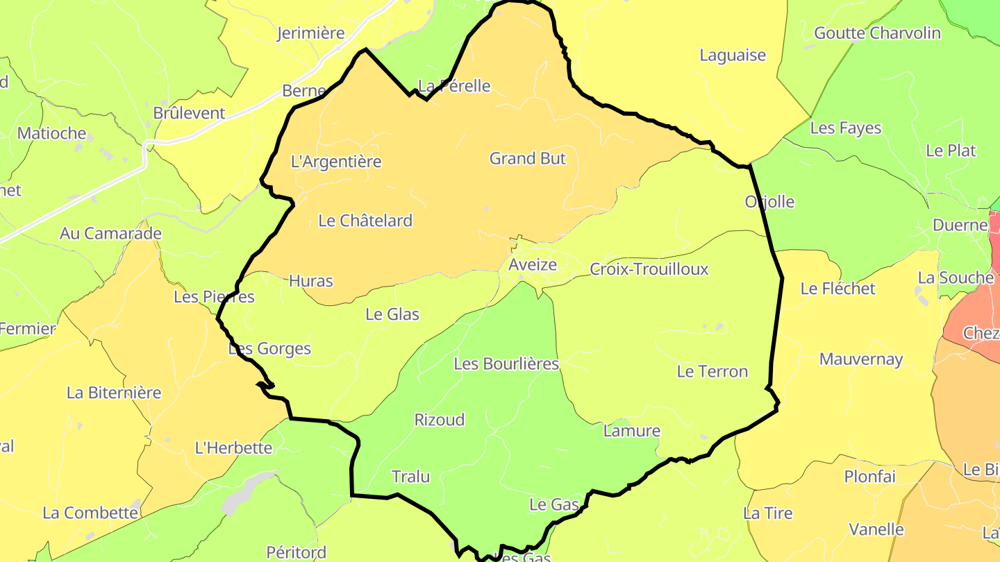 Carte des prix de l'immobilier Aveize