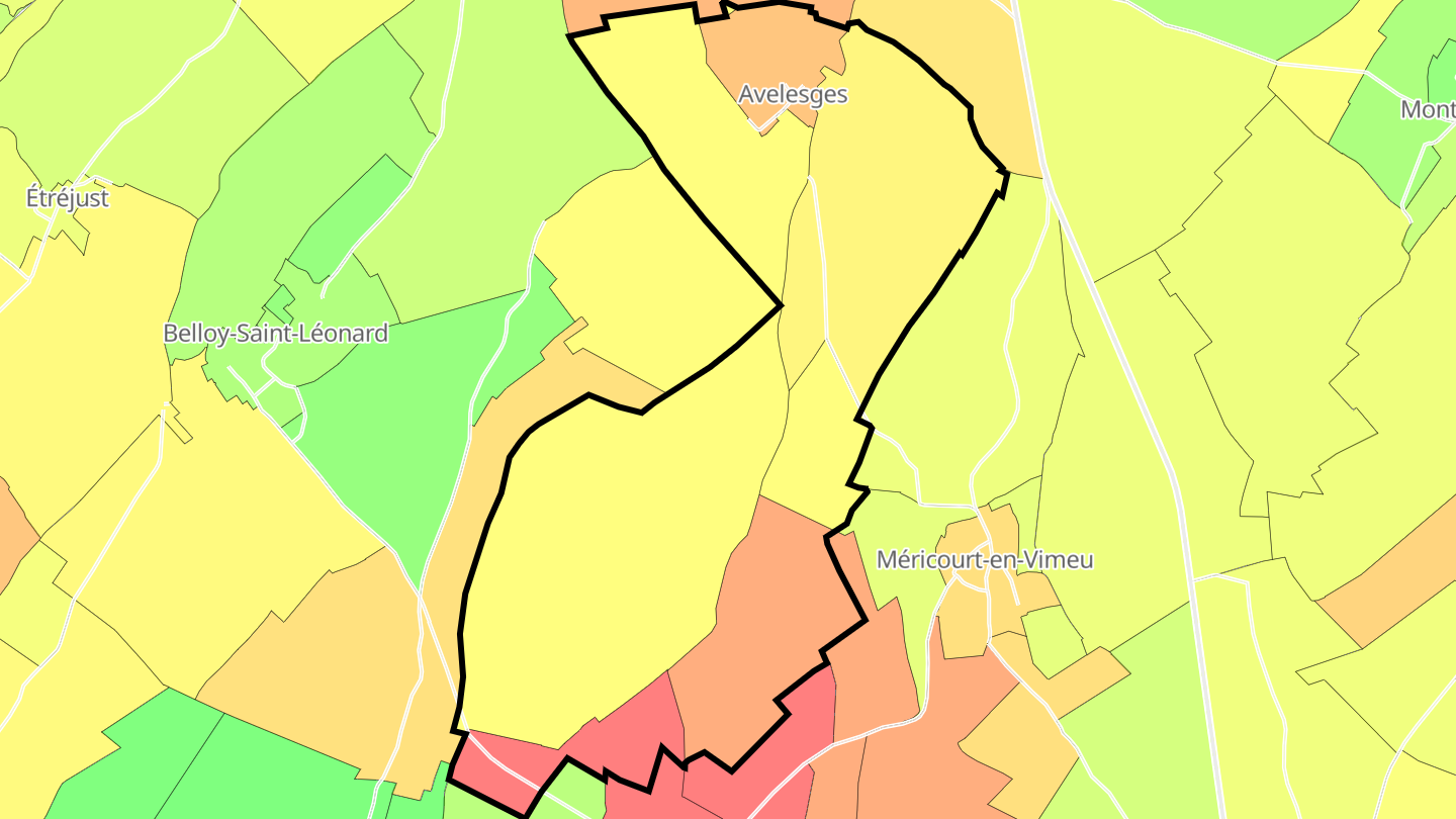 Carte des prix de l'immobilier Avelesges