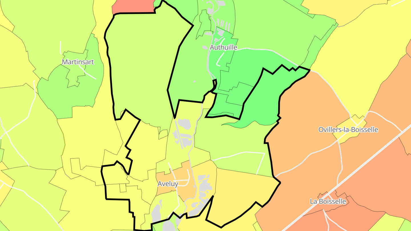 Carte des prix de l'immobilier Aveluy