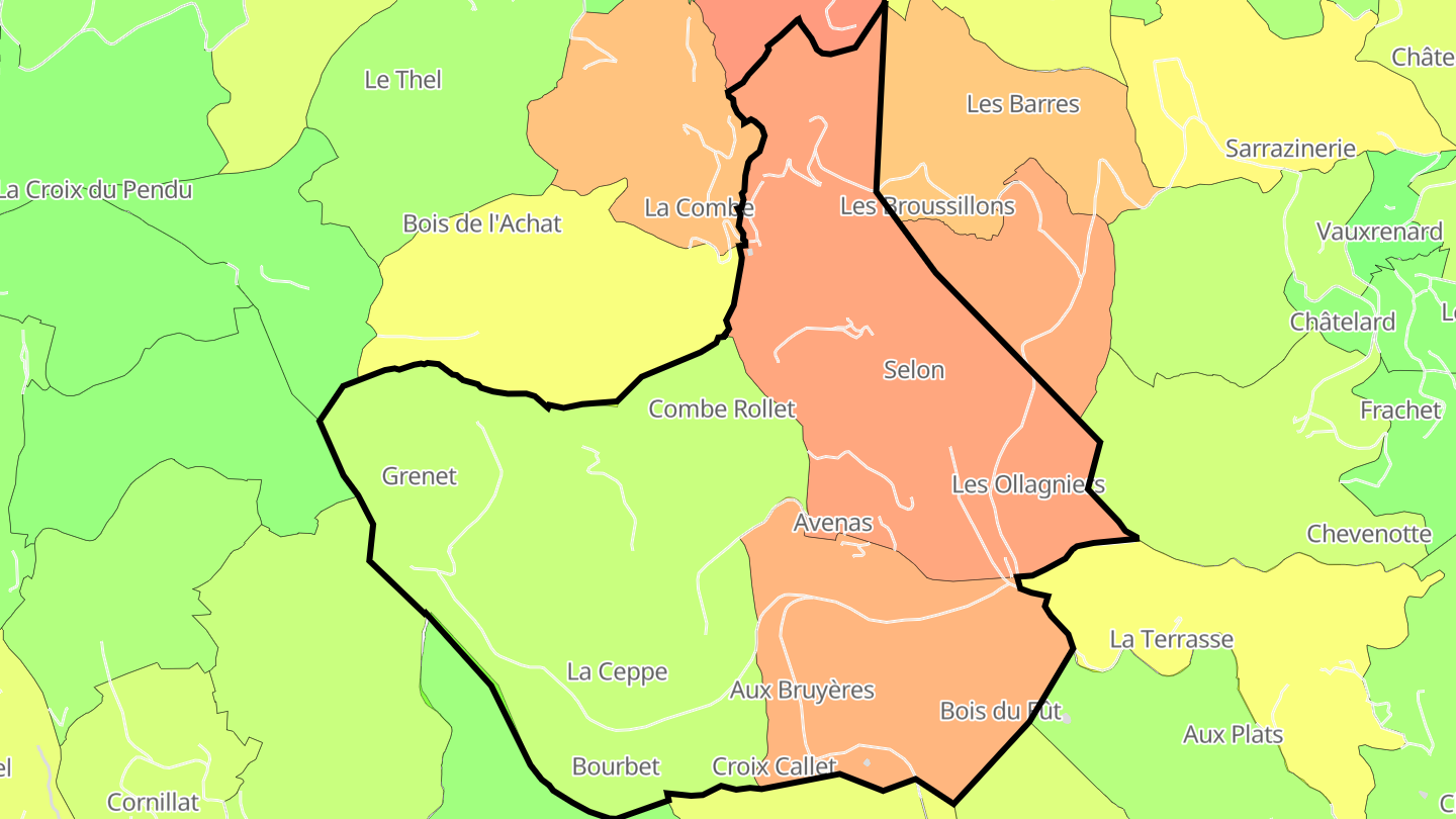 Carte des prix de l'immobilier Avenas