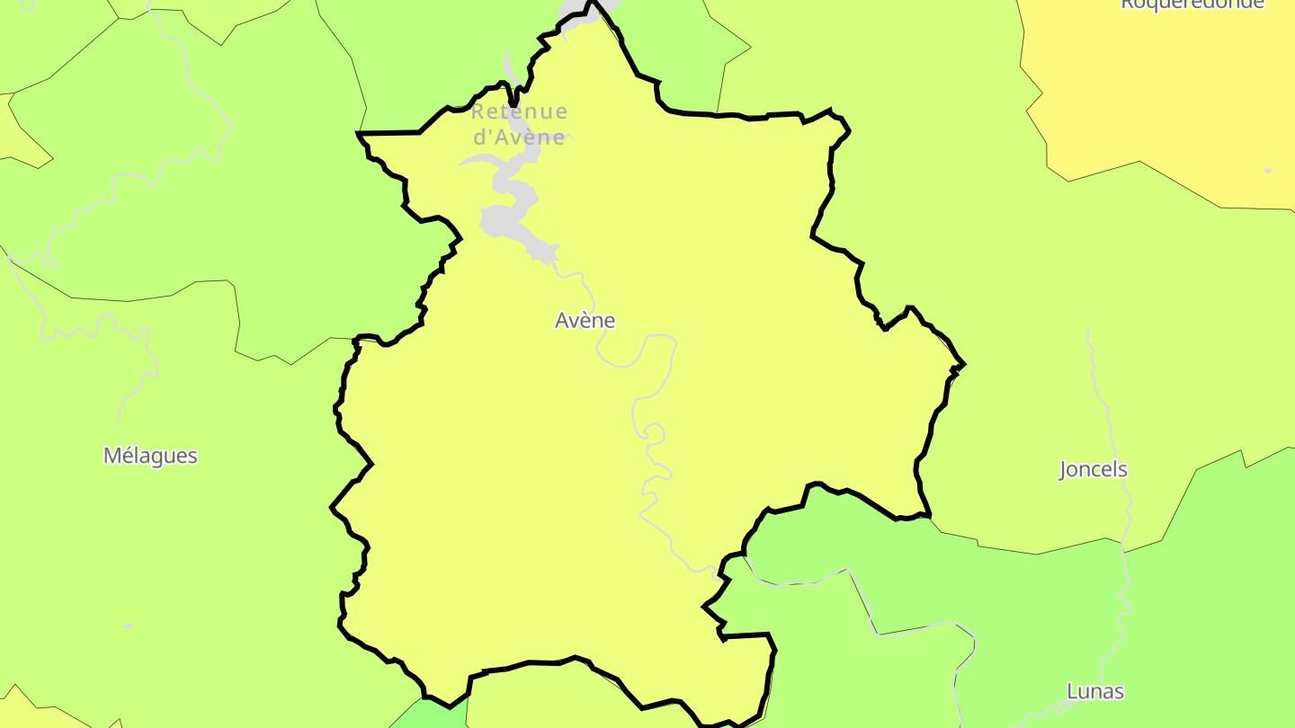 Carte des prix de l'immobilier Avène