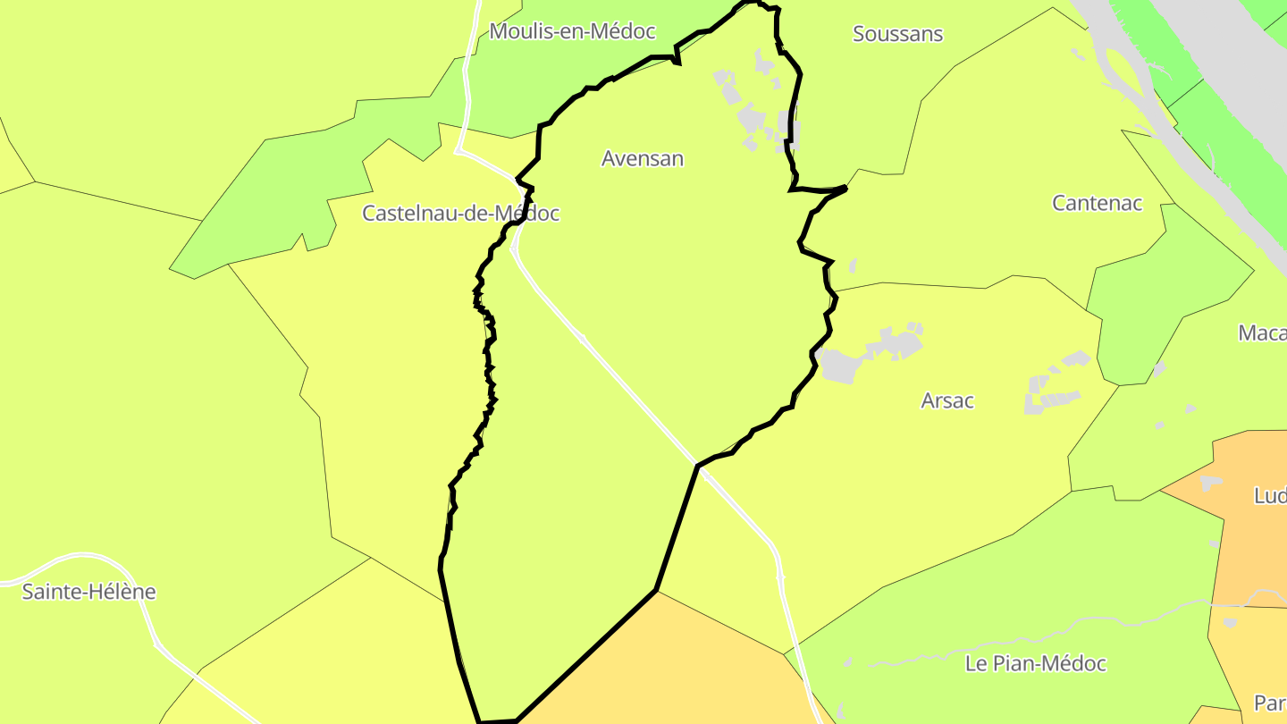 Carte des prix de l'immobilier Avensan