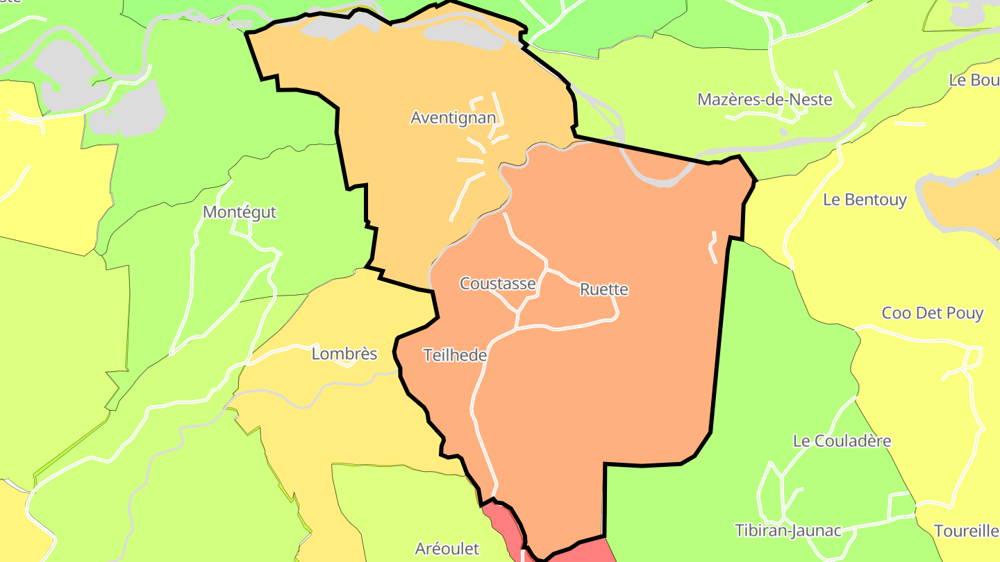 Carte des prix de l'immobilier Aventignan
