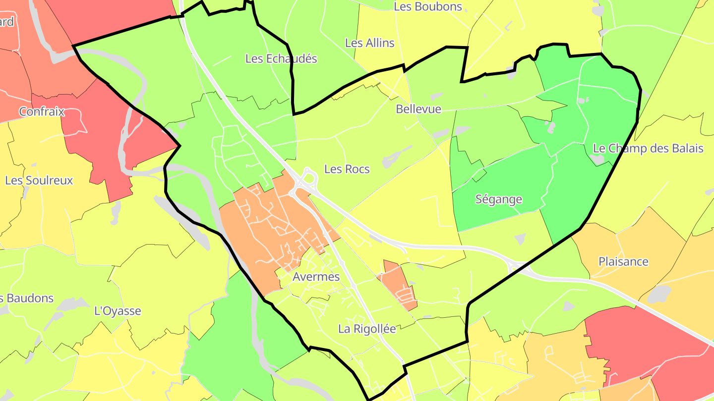 Carte des prix de l'immobilier Avermes