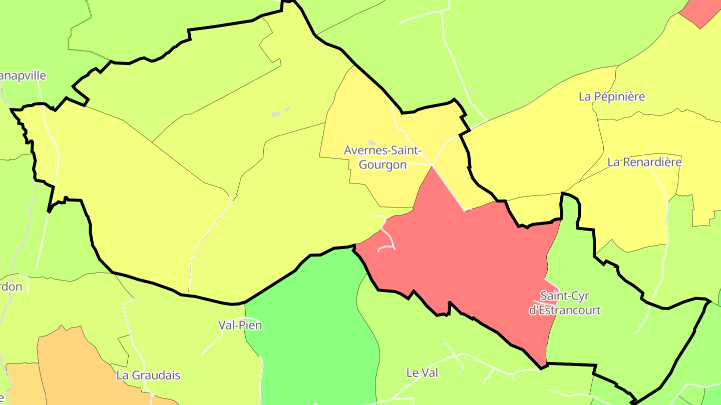 Carte des prix de l'immobilier Avernes-Saint-Gourgon