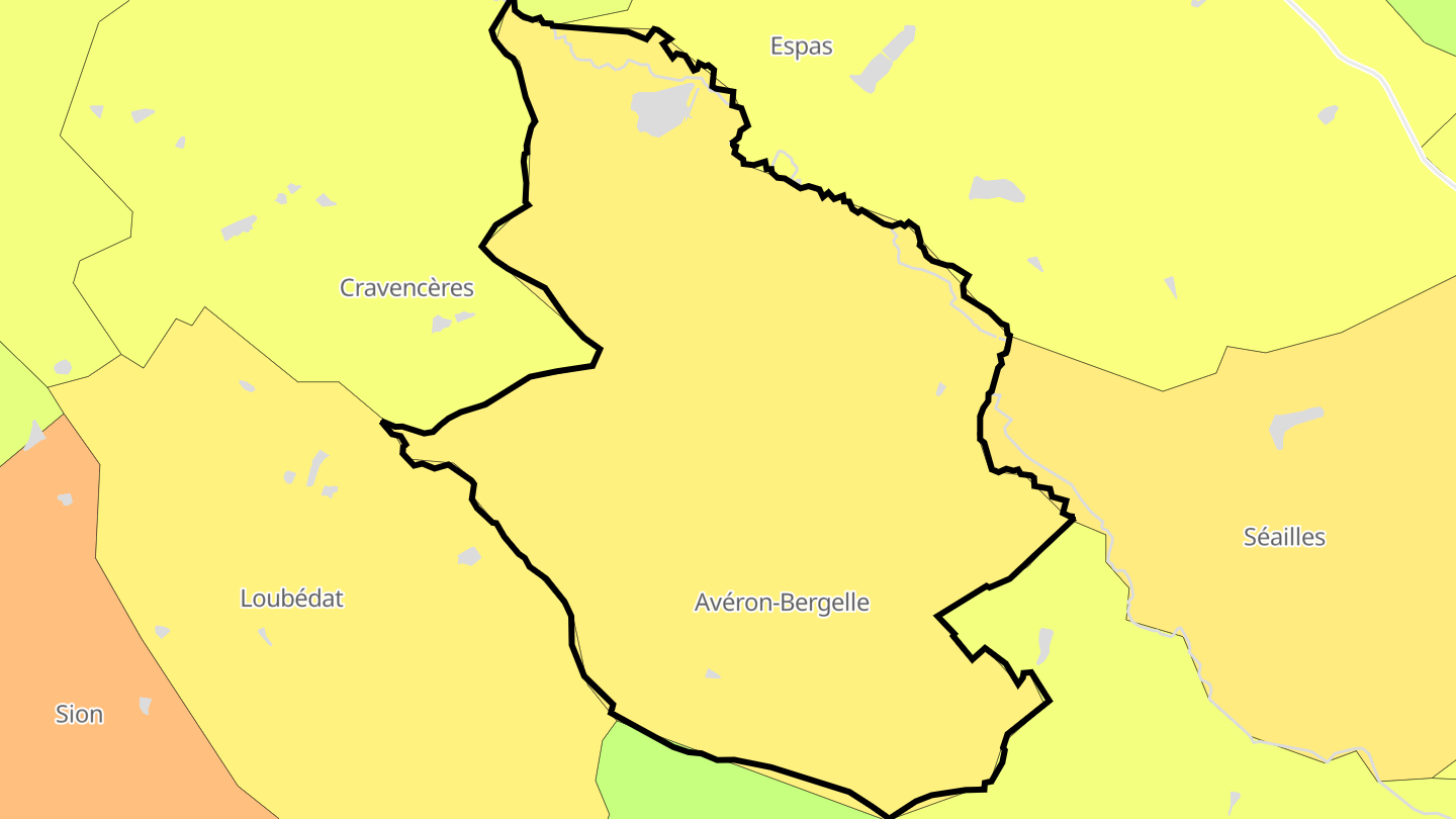 Carte des prix de l'immobilier Avéron-Bergelle