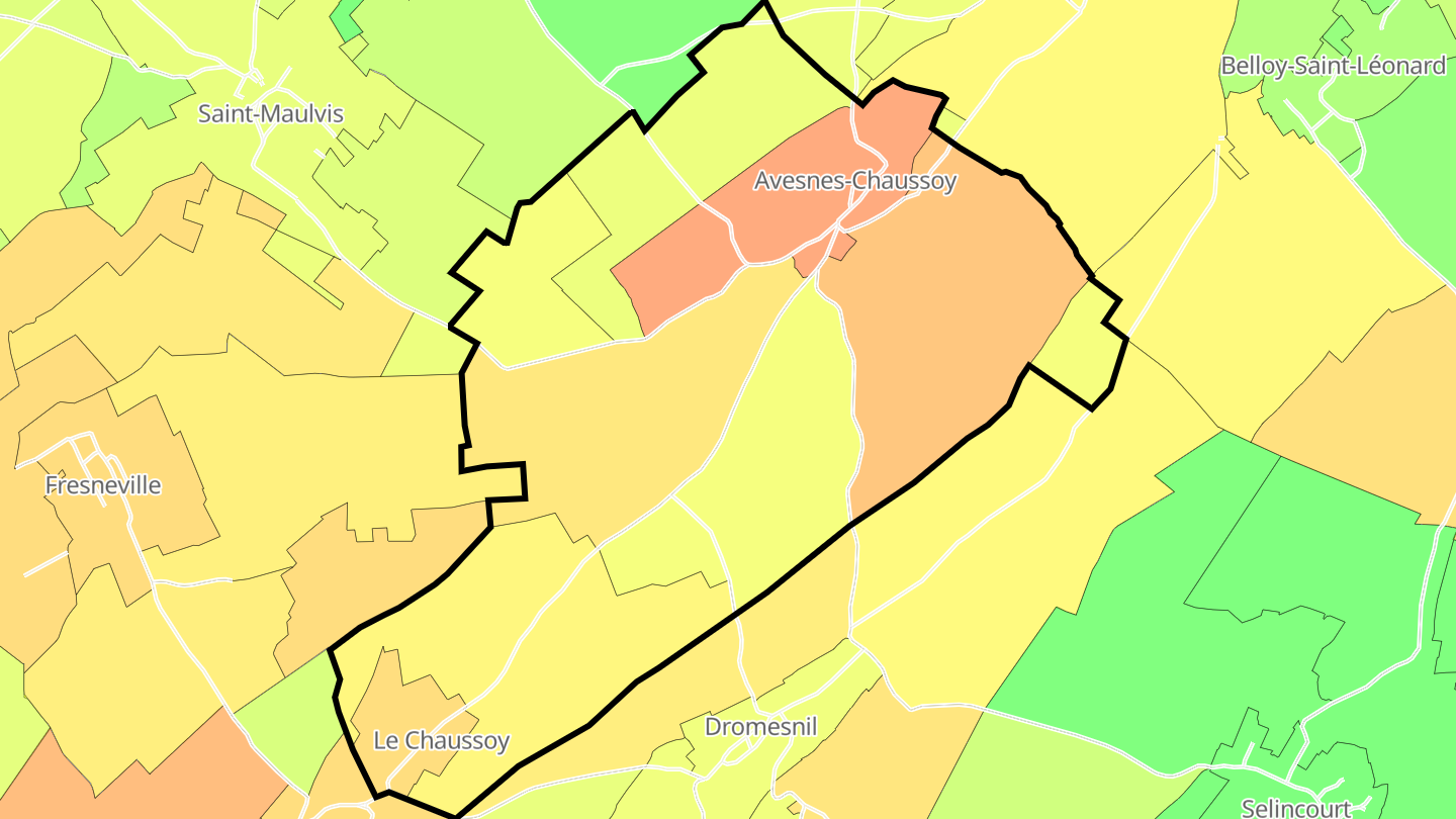 Carte des prix de l'immobilier Avesnes-Chaussoy