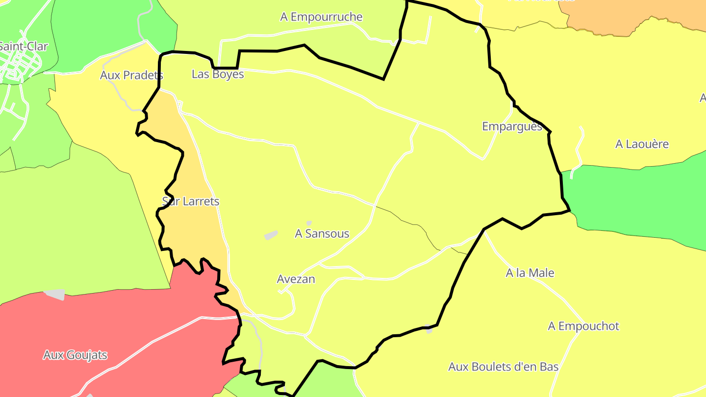 Carte des prix de l'immobilier Avezan