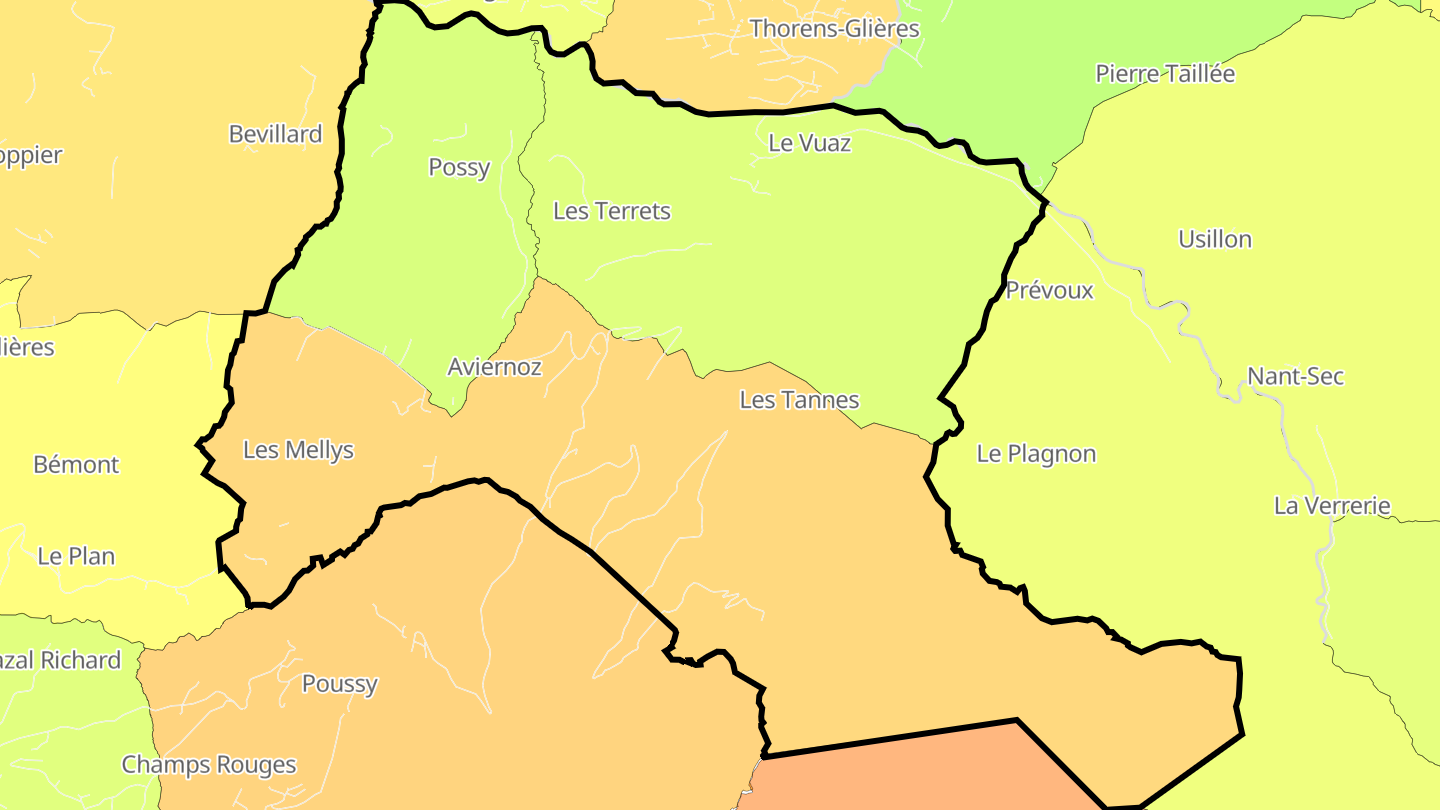 Carte des prix de l'immobilier Aviernoz