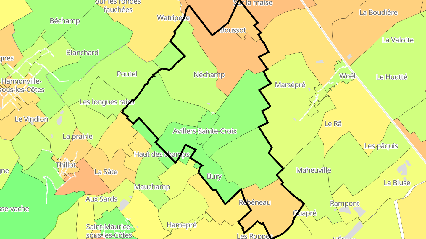 Carte des prix de l'immobilier Avillers-Sainte-Croix
