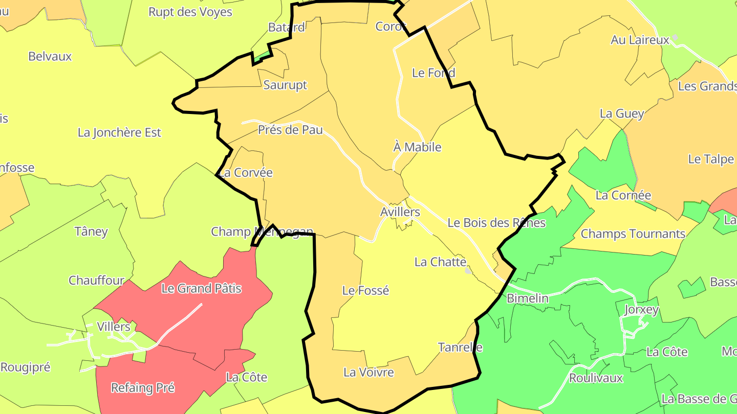 Carte des prix de l'immobilier Avillers