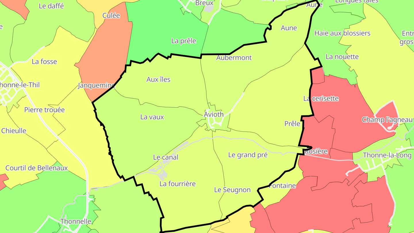 Carte des prix de l'immobilier Avioth