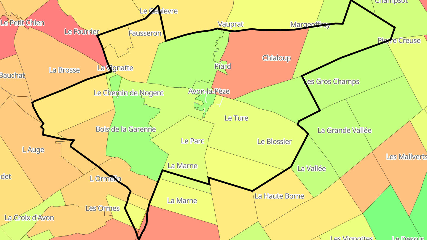 Carte des prix de l'immobilier Avon-la-Pèze