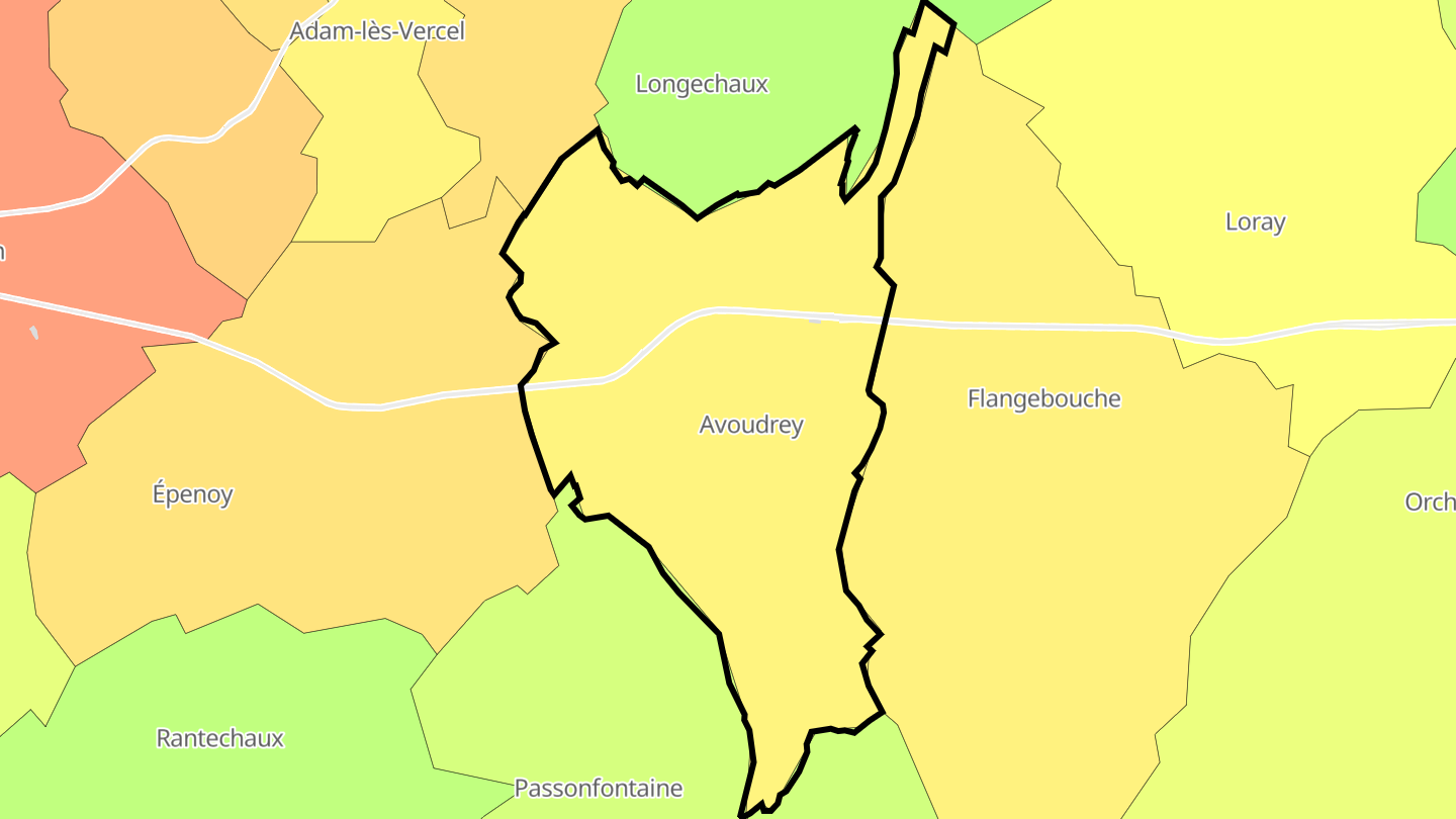 Carte des prix de l'immobilier Avoudrey