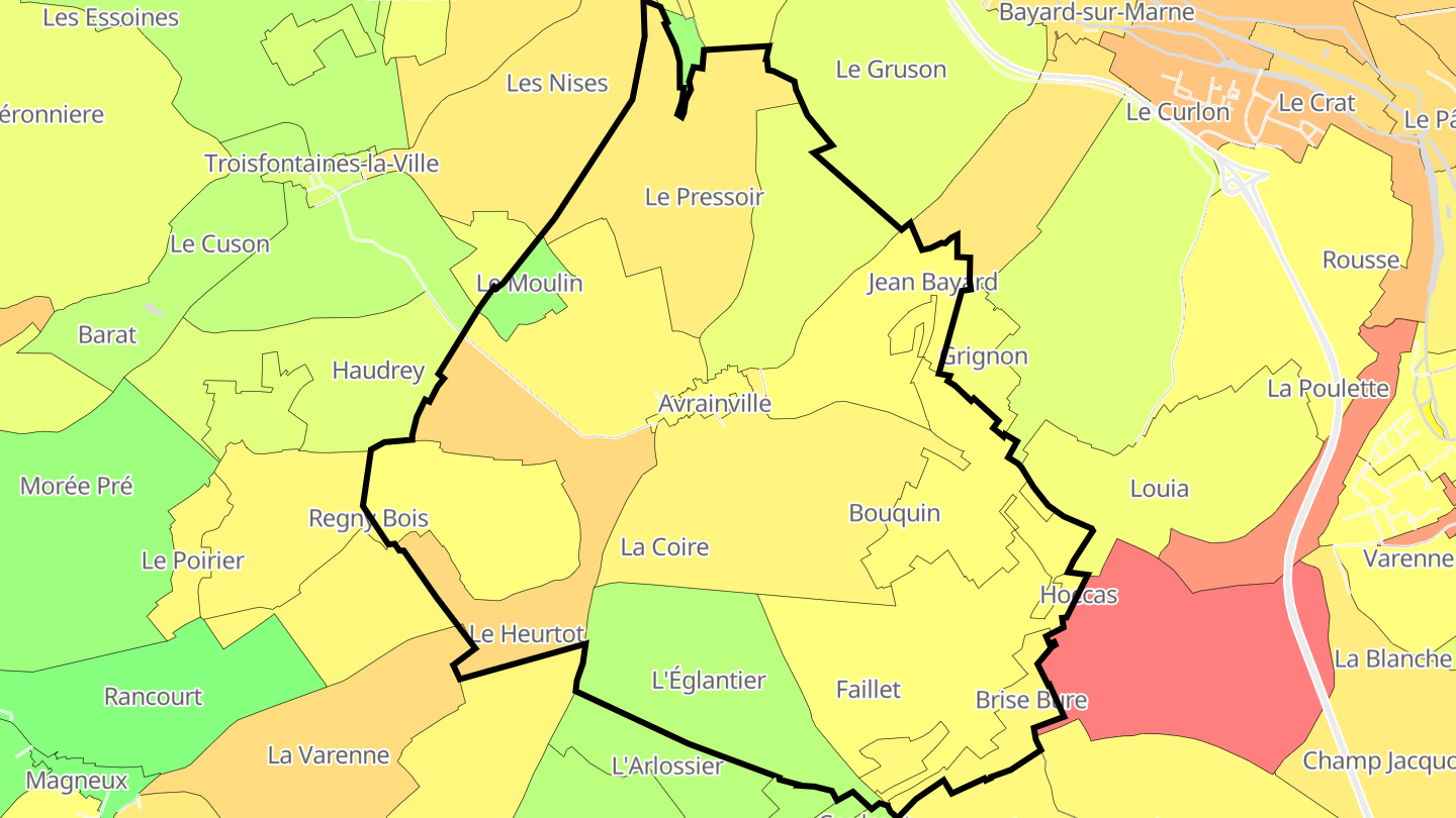 Carte des prix de l'immobilier Avrainville