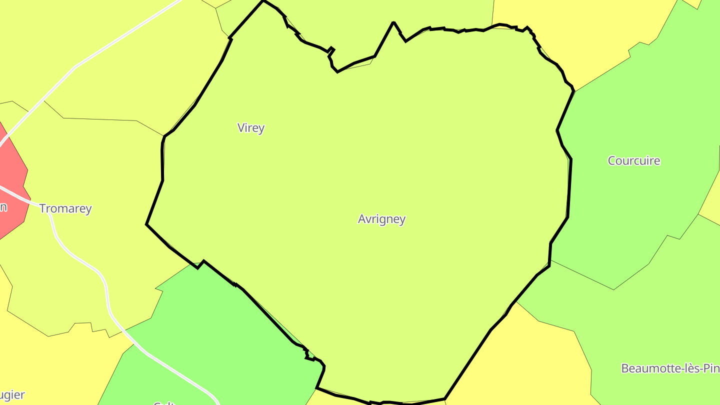 Carte des prix de l'immobilier Avrigney-Virey