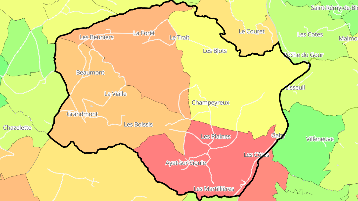 Carte des prix de l'immobilier Ayat-sur-Sioule