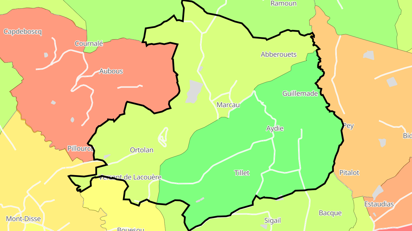 Carte des prix de l'immobilier Aydie