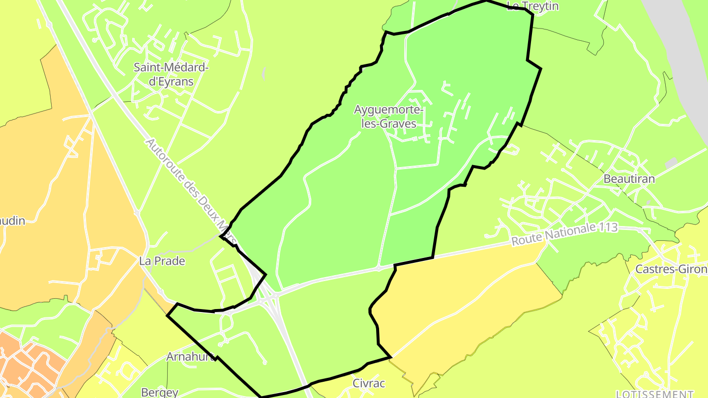 Carte des prix de l'immobilier Ayguemorte-les-Graves