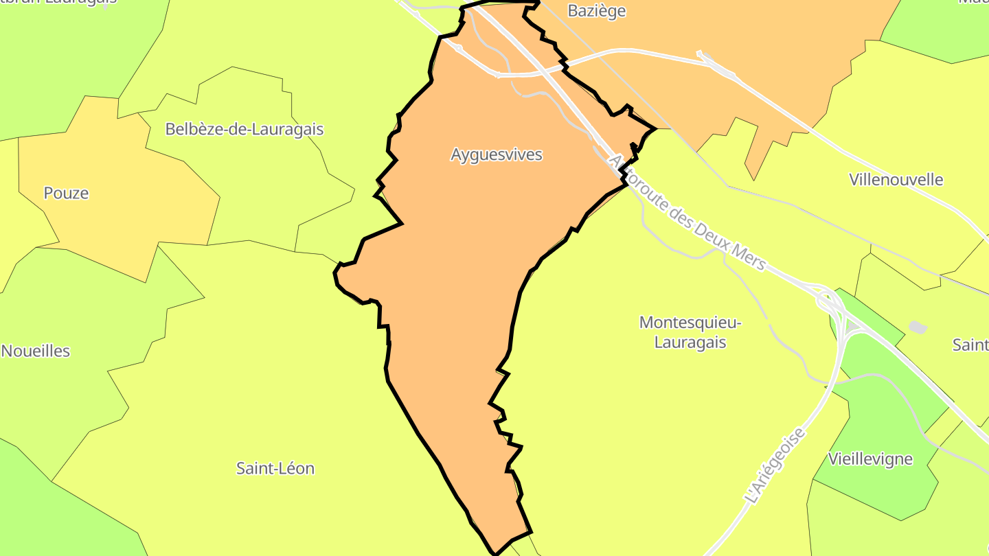 Carte des prix de l'immobilier Ayguesvives
