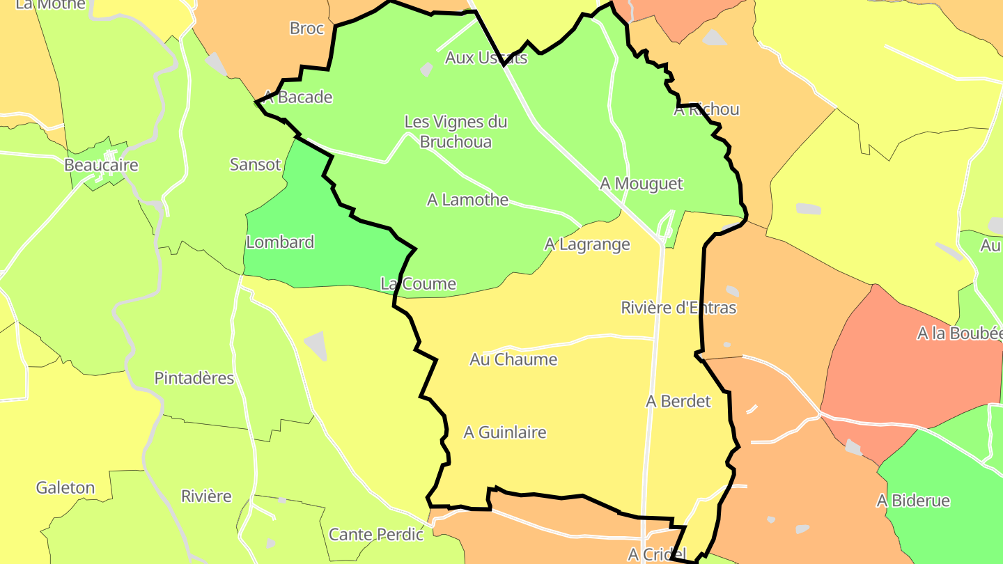Carte des prix de l'immobilier Ayguetinte