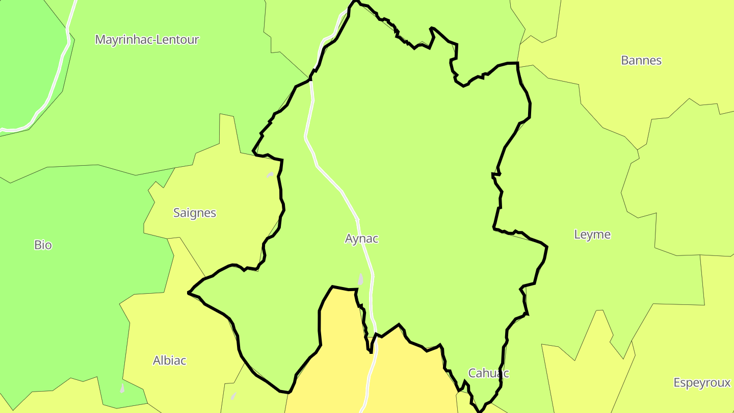 Carte des prix de l'immobilier Aynac