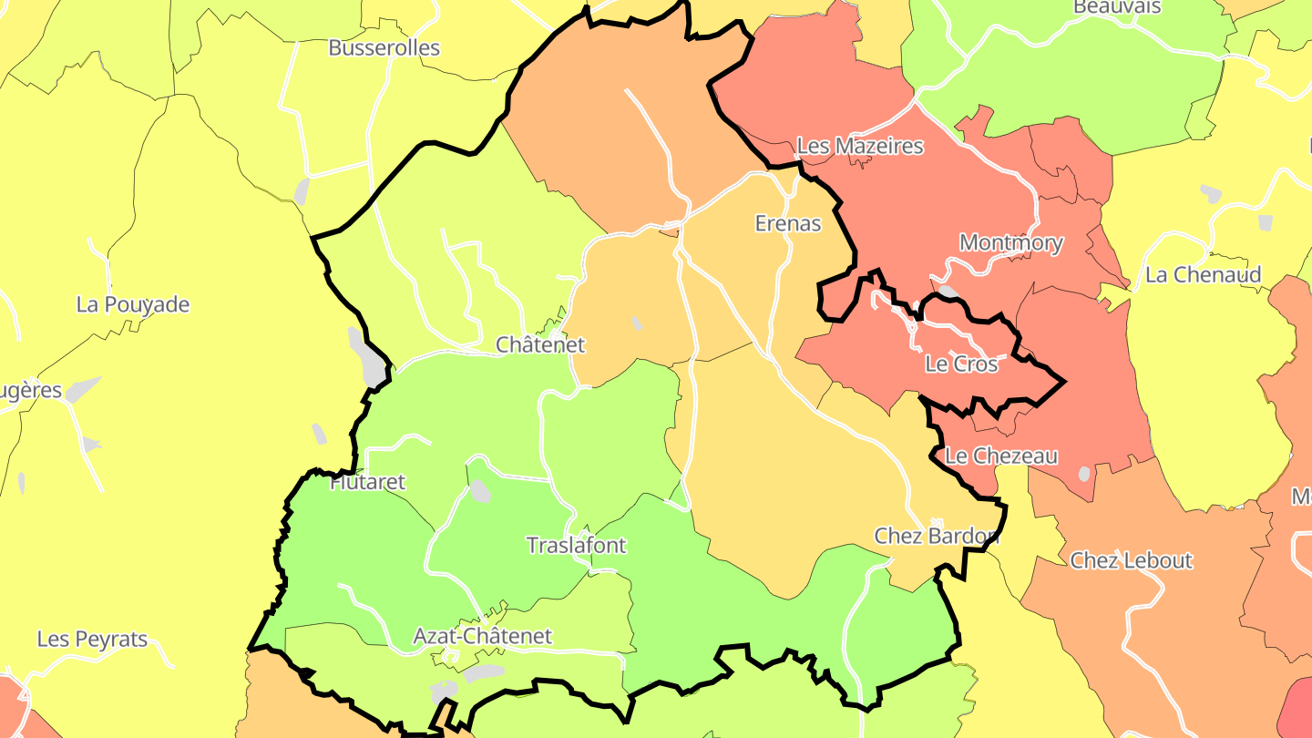 Carte des prix de l'immobilier Azat-Châtenet