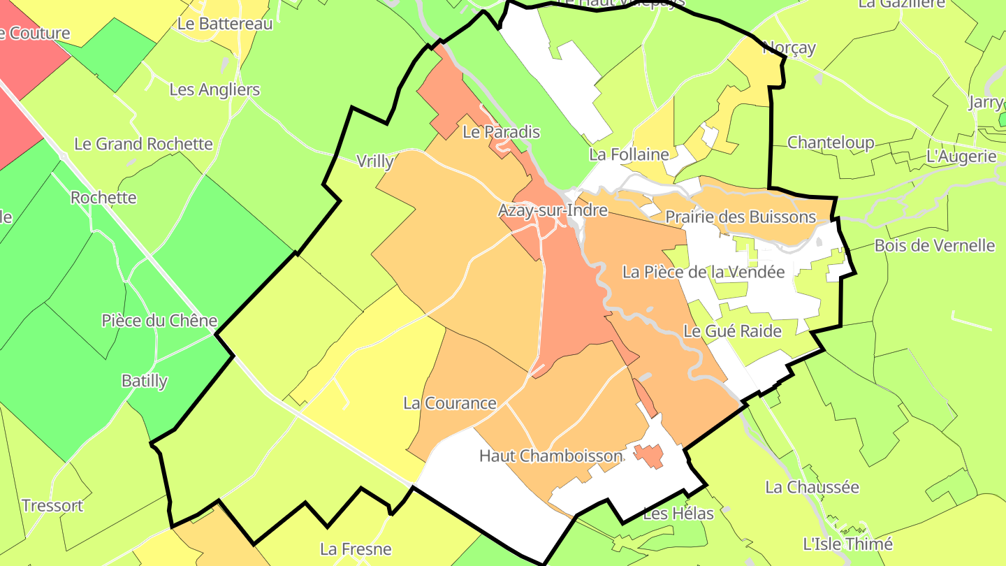Carte des prix de l'immobilier Azay-sur-Indre