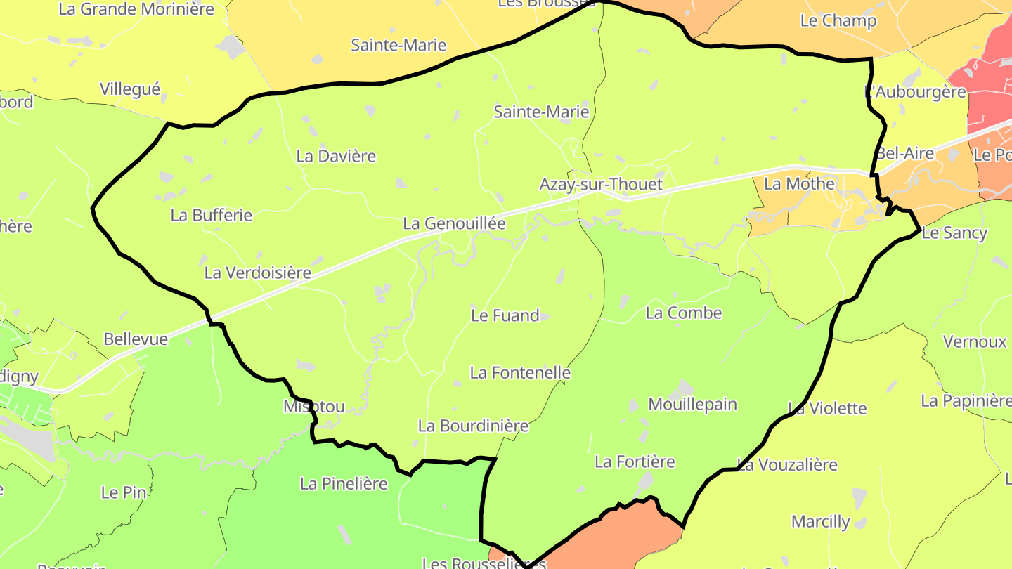 Carte des prix de l'immobilier Azay-sur-Thouet