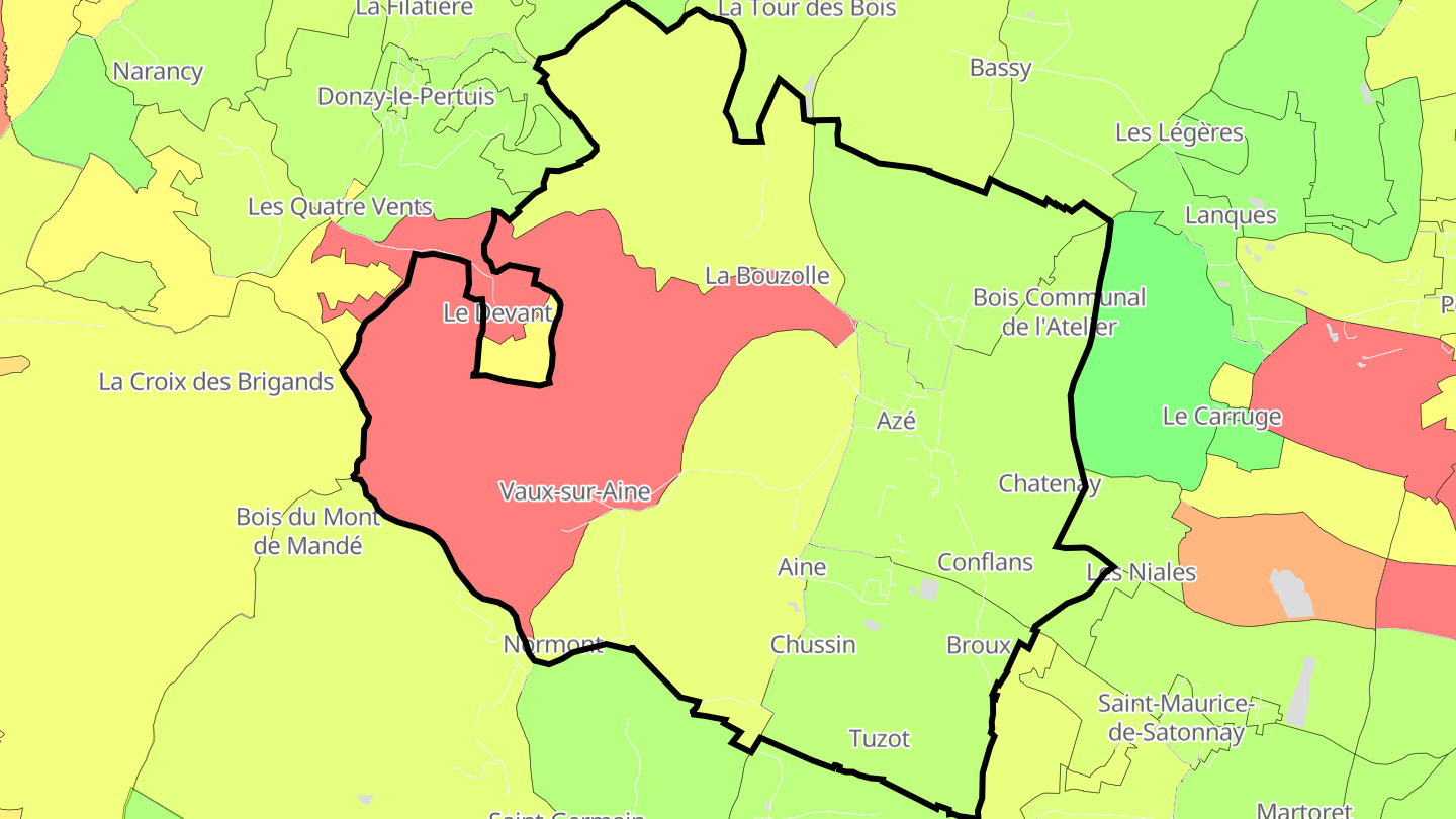 Carte des prix de l'immobilier Azé