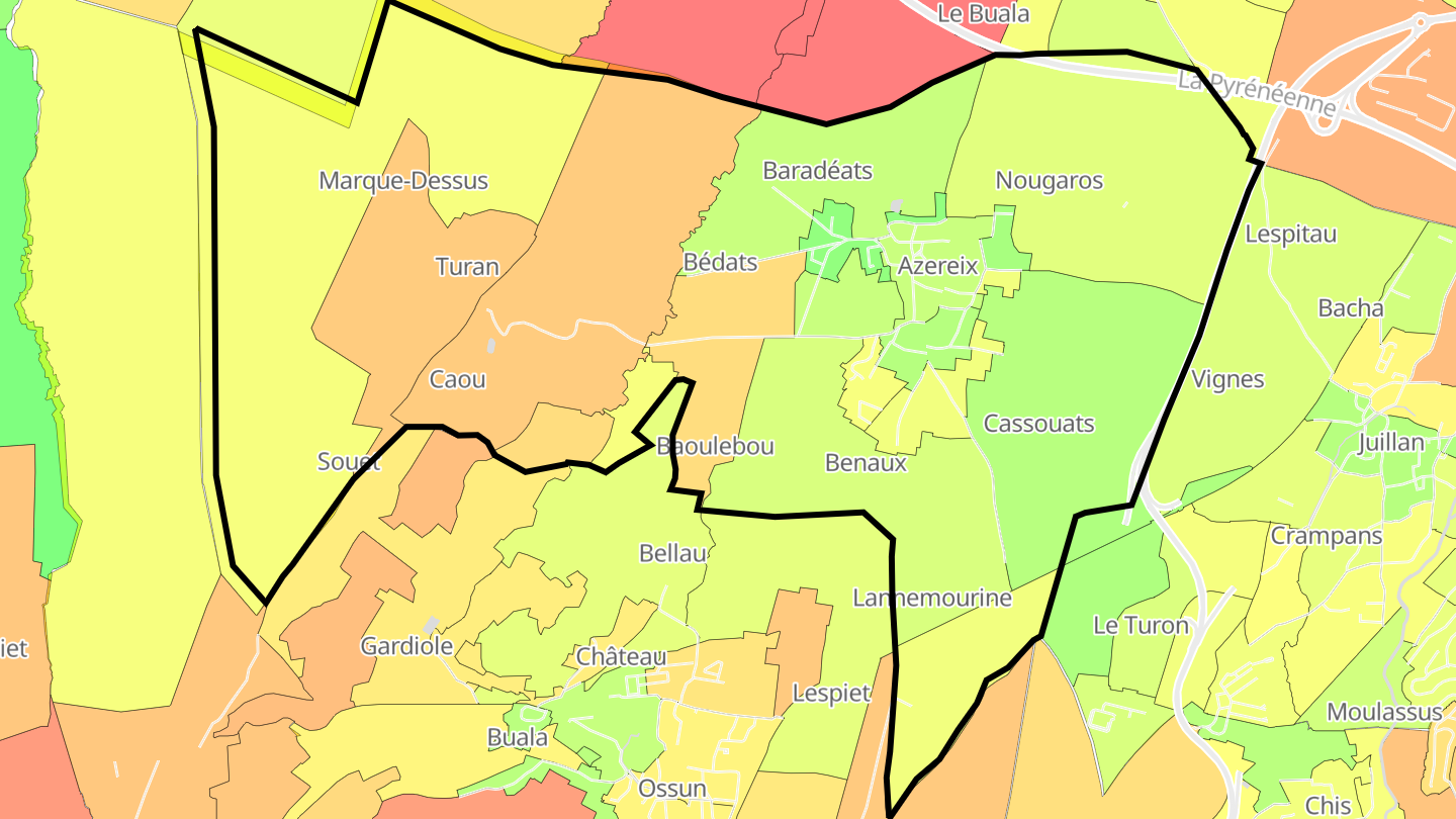 Carte des prix de l'immobilier Azereix