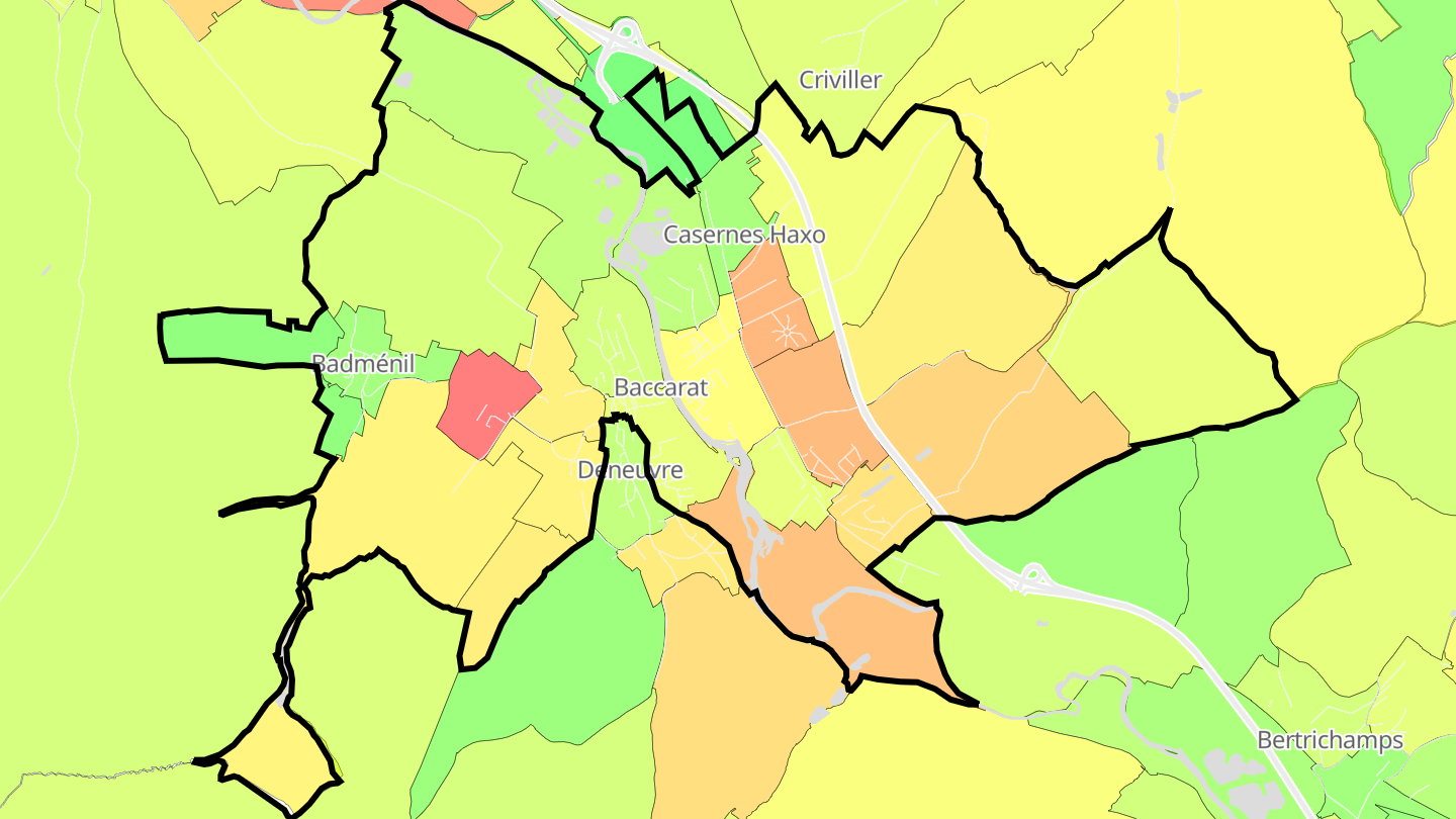 Carte des prix de l'immobilier Baccarat