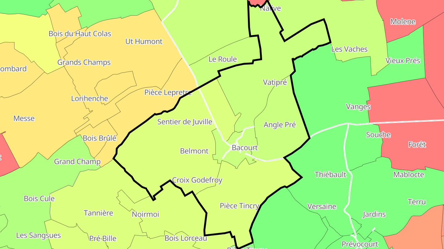 Carte des prix de l'immobilier Bacourt