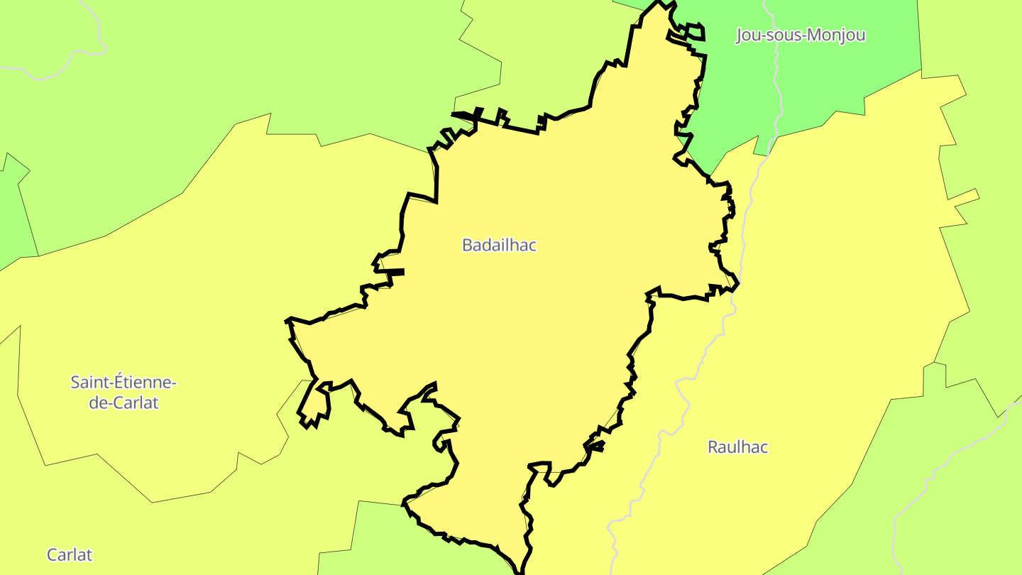 Carte des prix de l'immobilier Badailhac