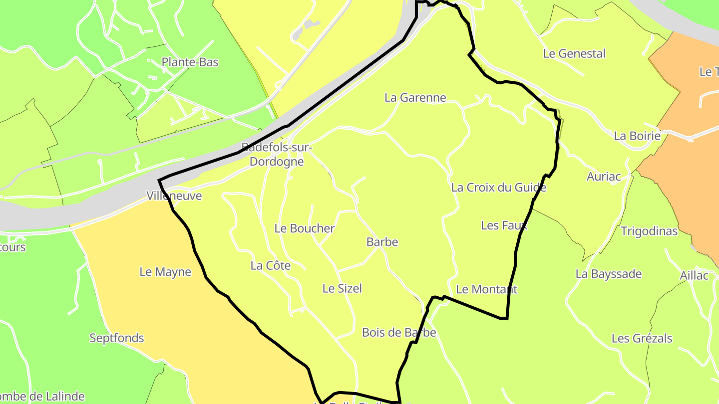 Carte des prix de l'immobilier Badefols-sur-Dordogne