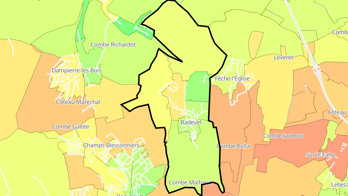 Carte des prix de l'immobilier Badevel
