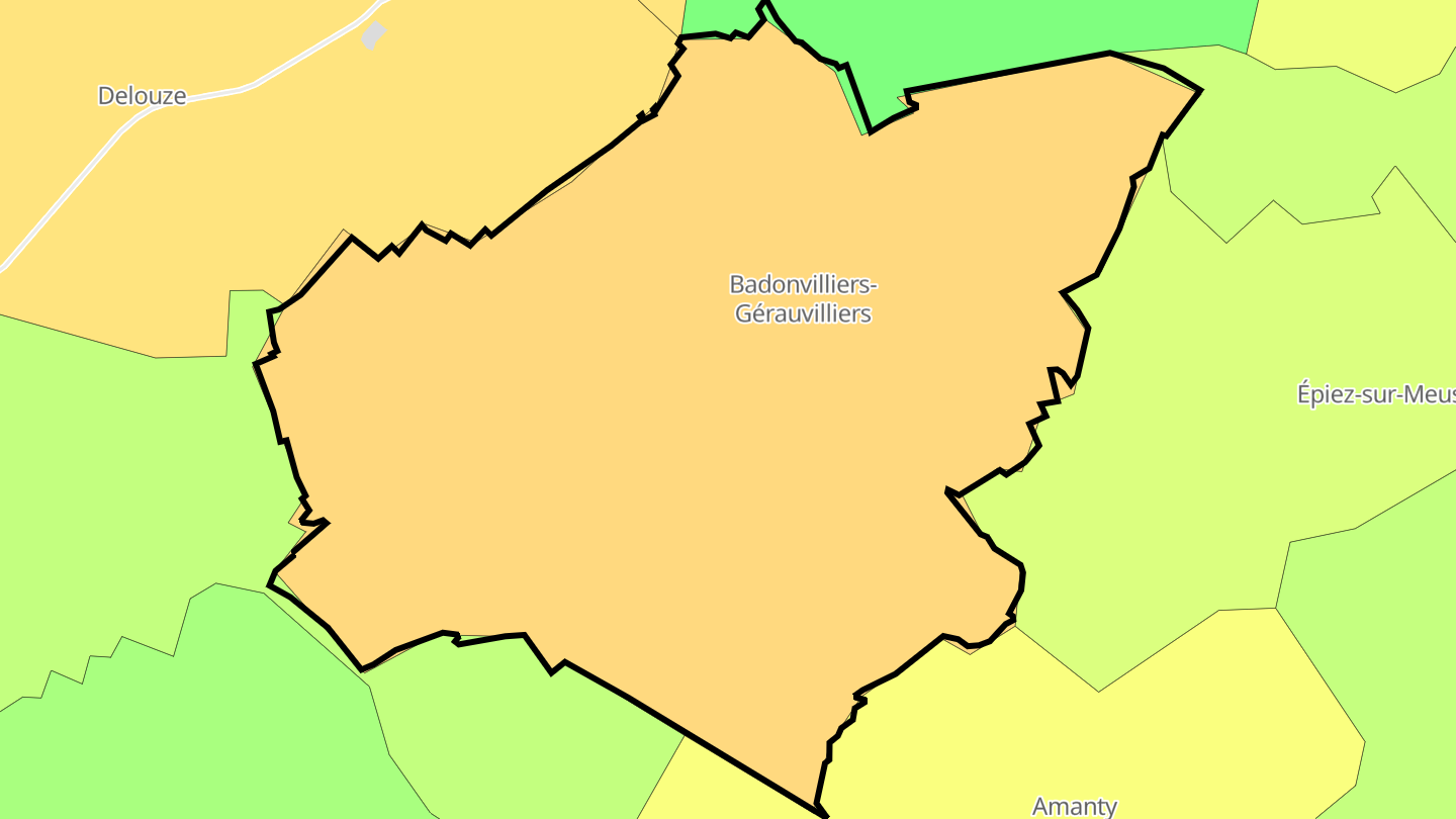 Carte des prix de l'immobilier Badonvilliers-Gérauvilliers
