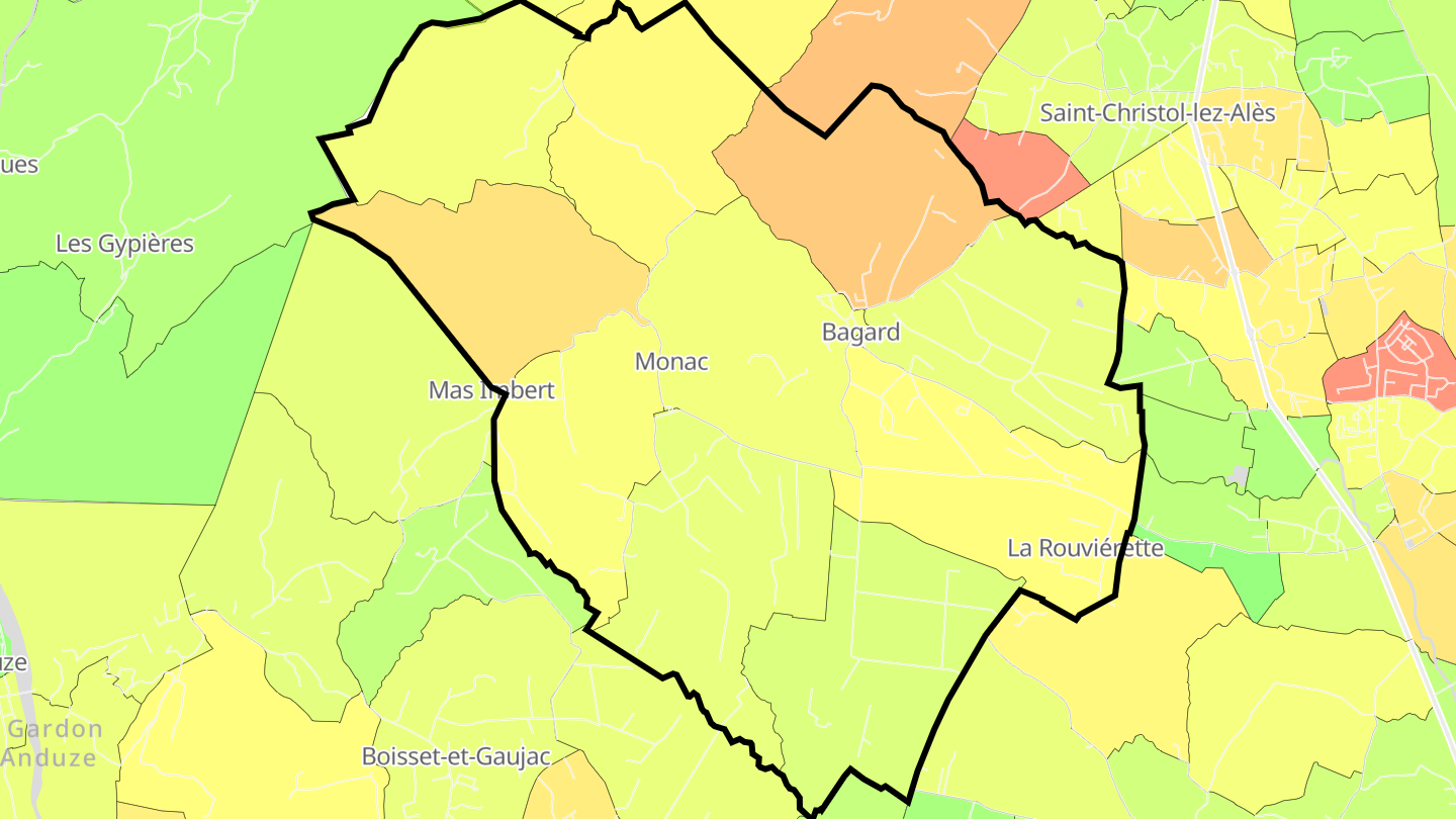 Carte des prix de l'immobilier Bagard
