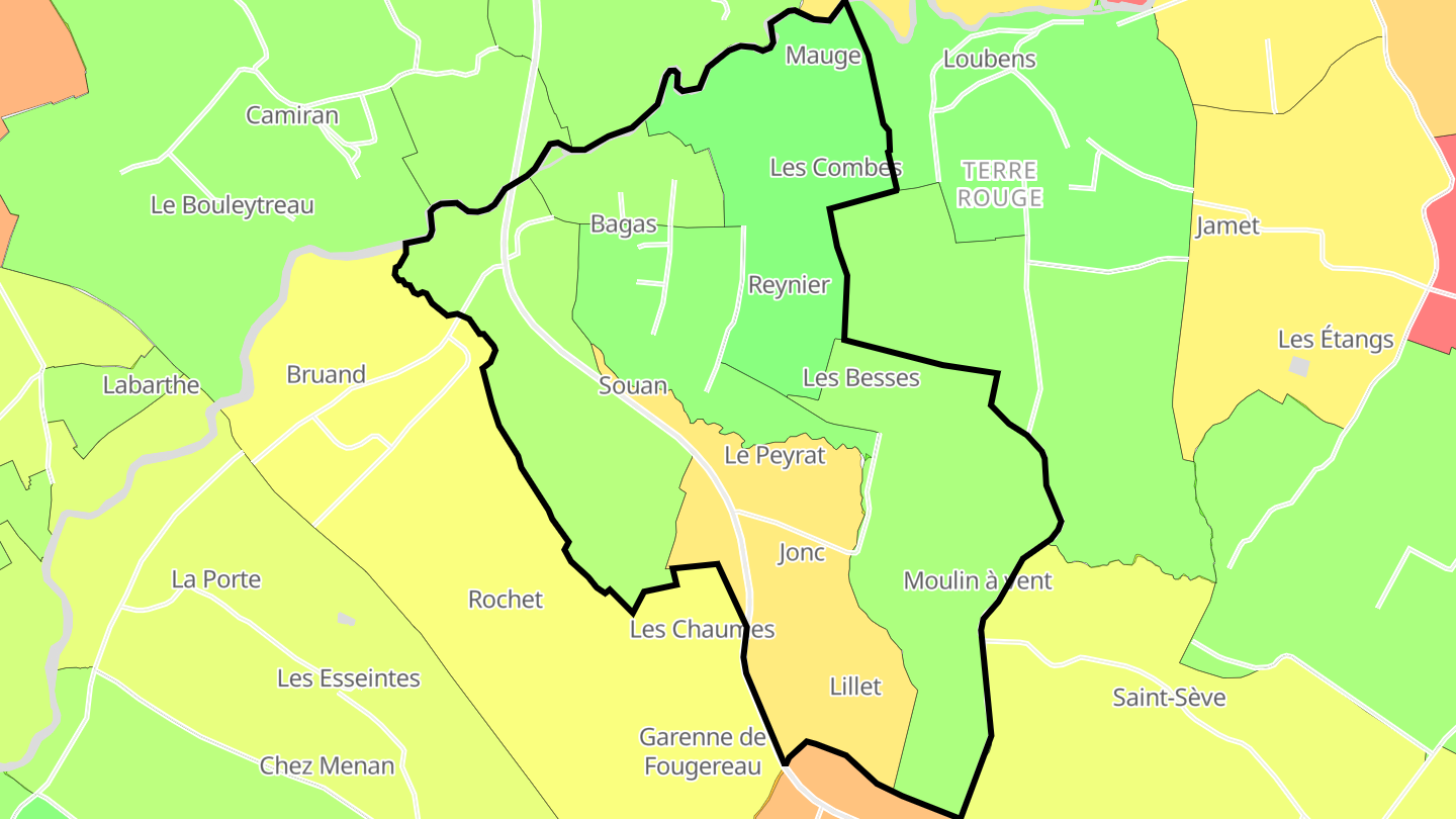 Carte des prix de l'immobilier Bagas