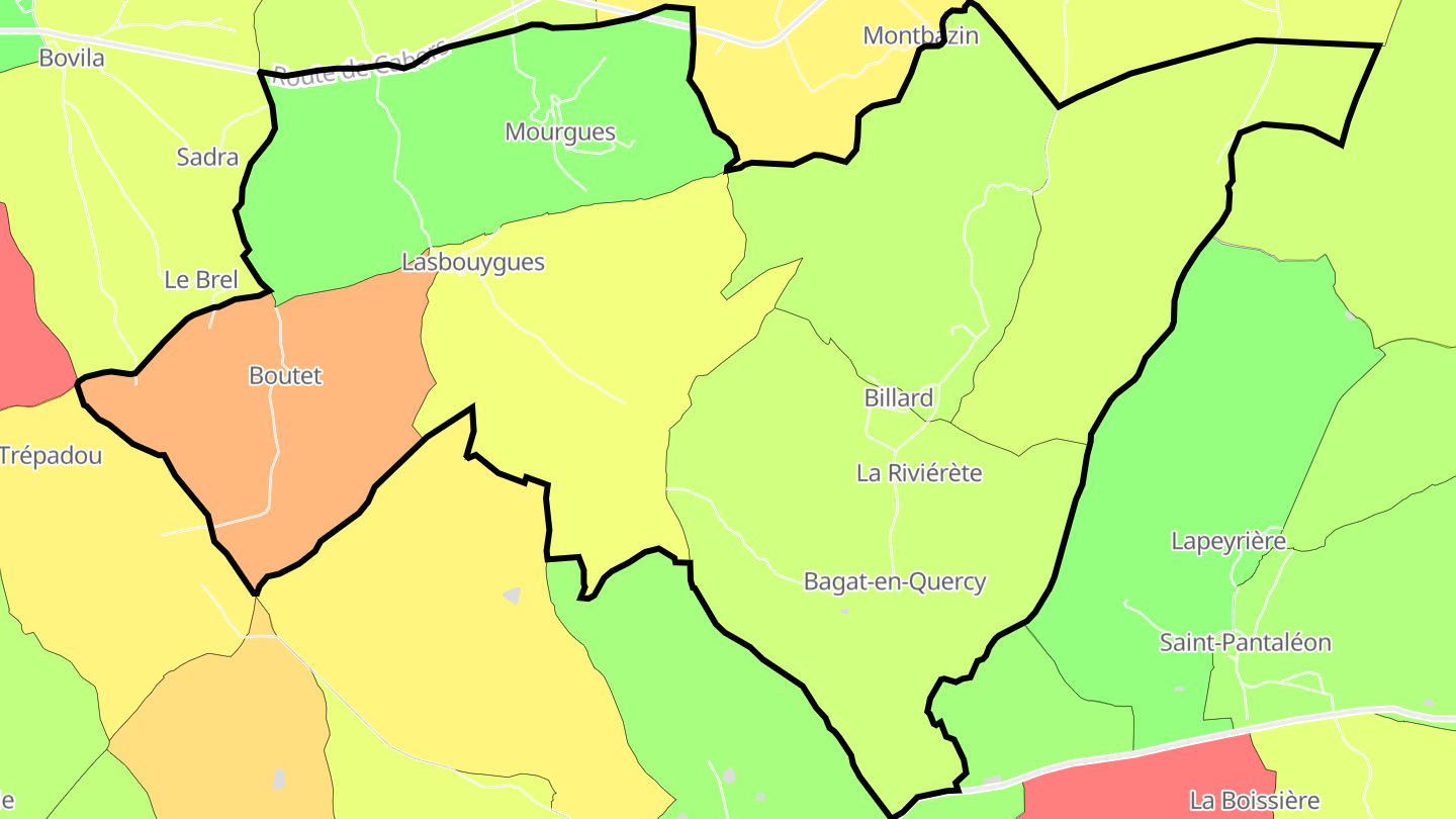 Carte des prix de l'immobilier Bagat-en-Quercy