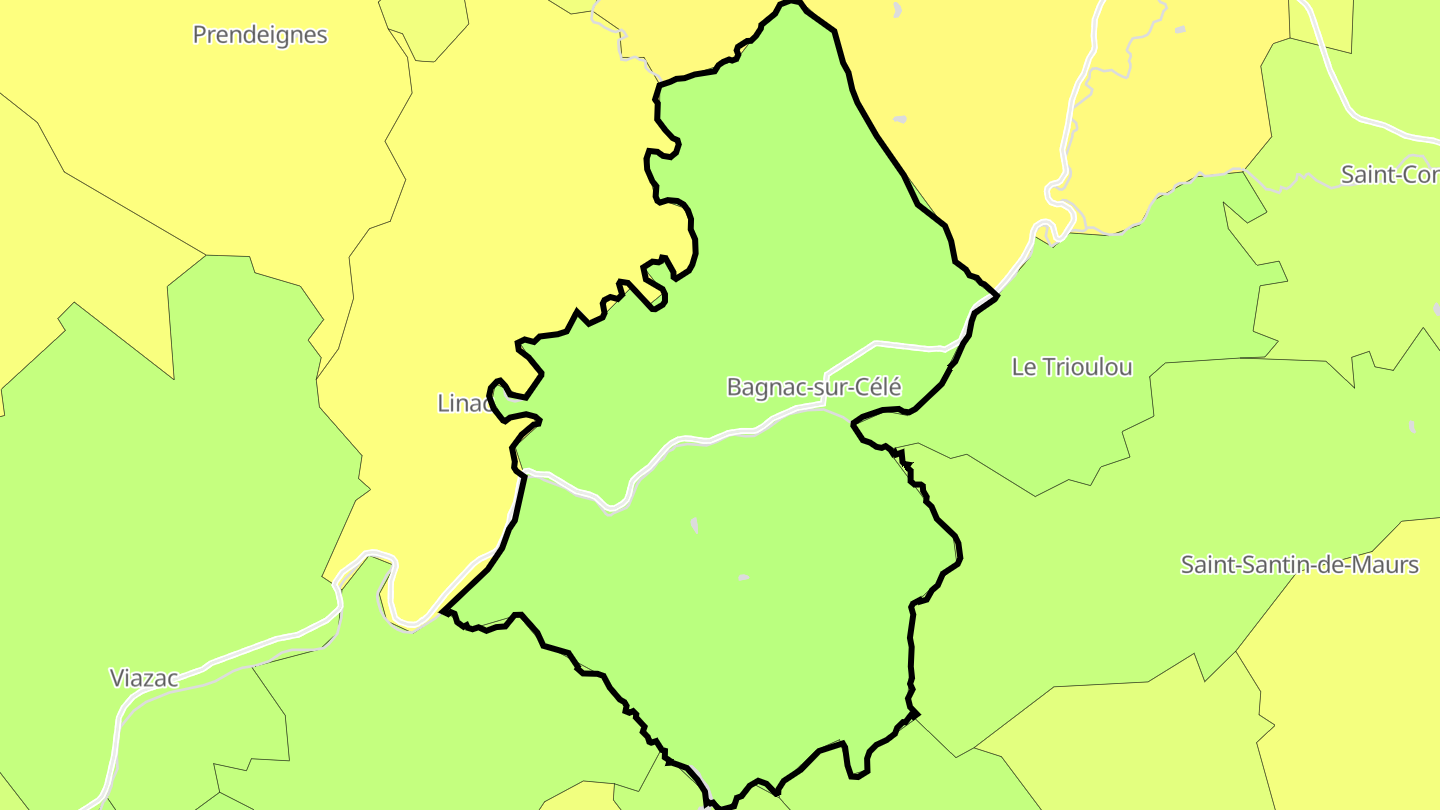 Carte des prix de l'immobilier Bagnac-sur-Célé