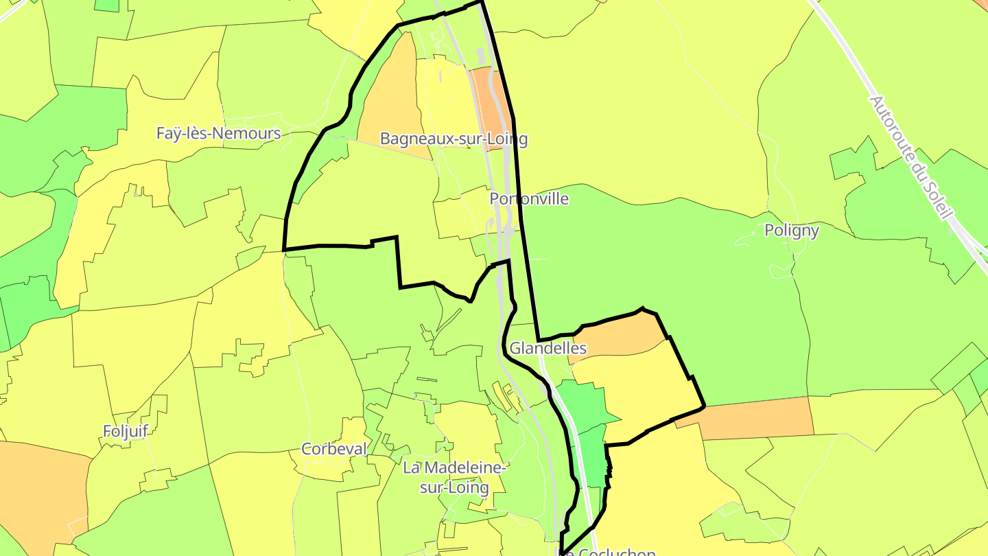 Carte des prix de l'immobilier Bagneaux-sur-Loing