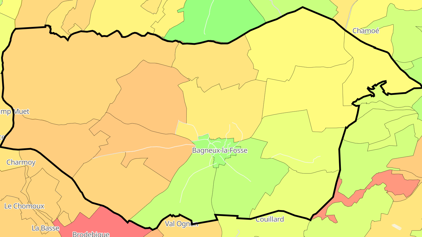 Carte des prix de l'immobilier Bagneux-la-Fosse